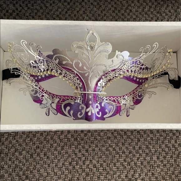 Purple and Silver Masquerade Mask - Picture 1 of 4